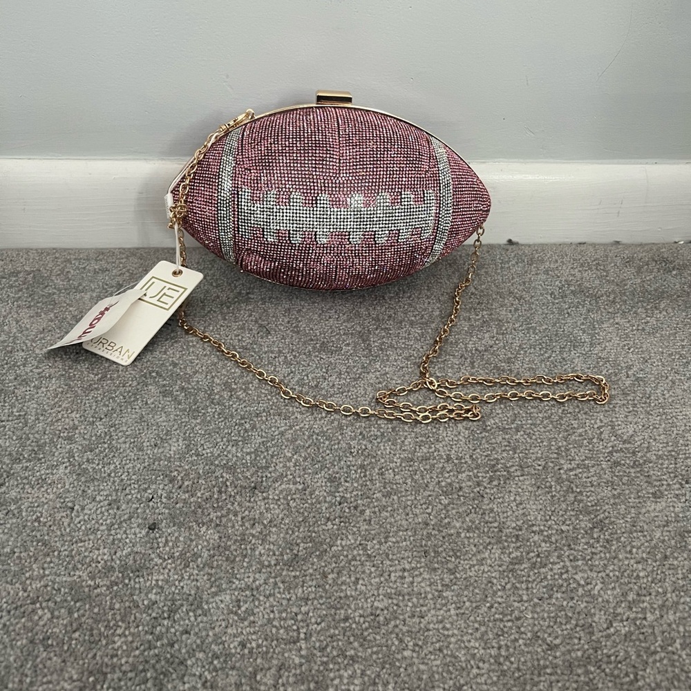 Elegant Football-Shaped Clutch with Chain